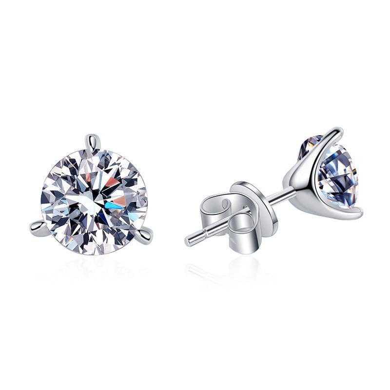 Round Moissanite Wedding Stud Earring in 925 Sterling Silver