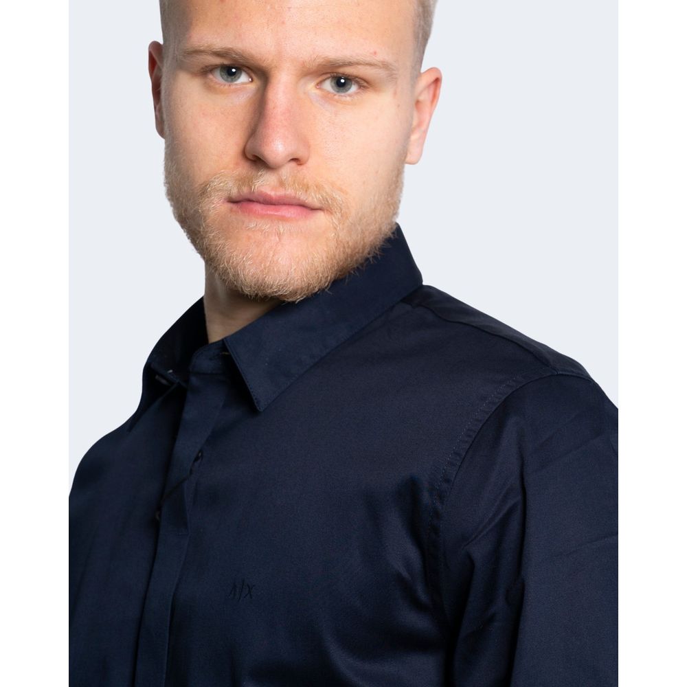 Armani Exchange Blue Cotton Dress Shirt