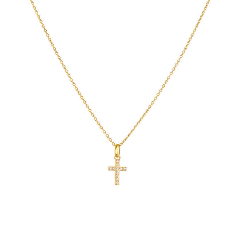 Dainty Cross Charm Pendant Necklace in 925 Sterling Silver