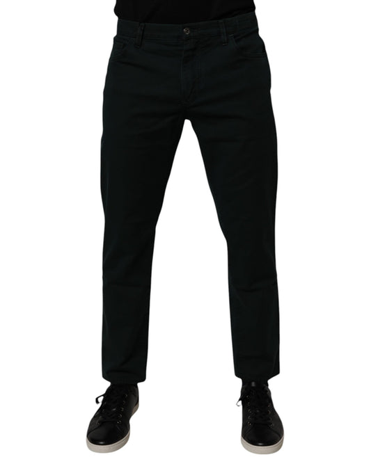 Dolce & Gabbana Dark Green Cotton Loose Men Denim Jeans