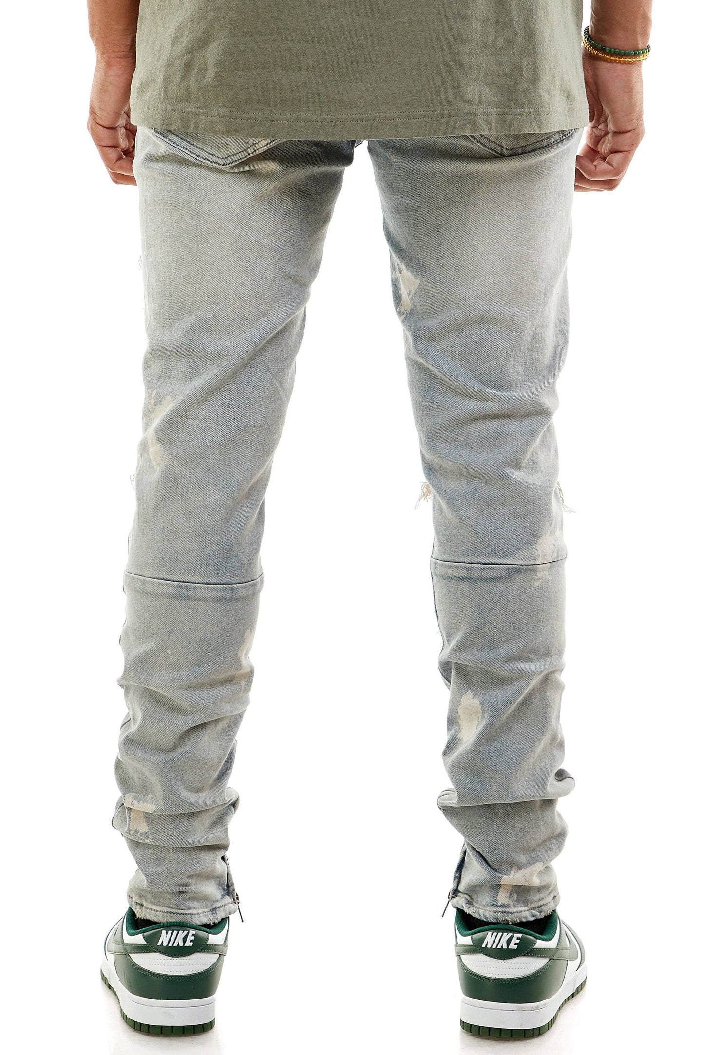 BLEACHED ANKLE ZIP JEANS