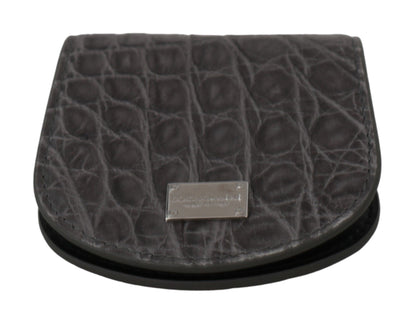 Dolce & Gabbana Gray Exotic Skin Card Case Holder Pocket Wallet