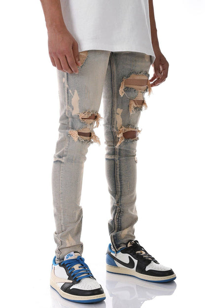 BLEACHED ANKLE ZIP JEANS
