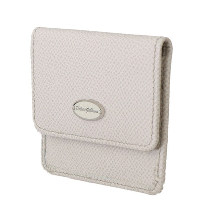 Dolce & Gabbana White Dauphine Leather Holder Pocket Wallet