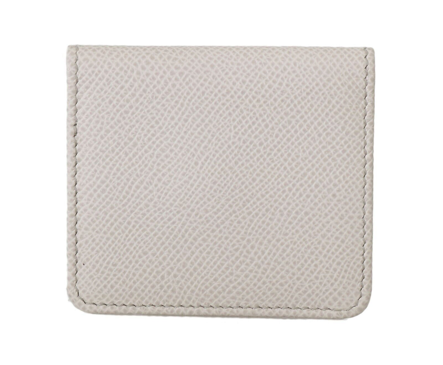 Dolce & Gabbana White Dauphine Leather Holder Pocket Wallet