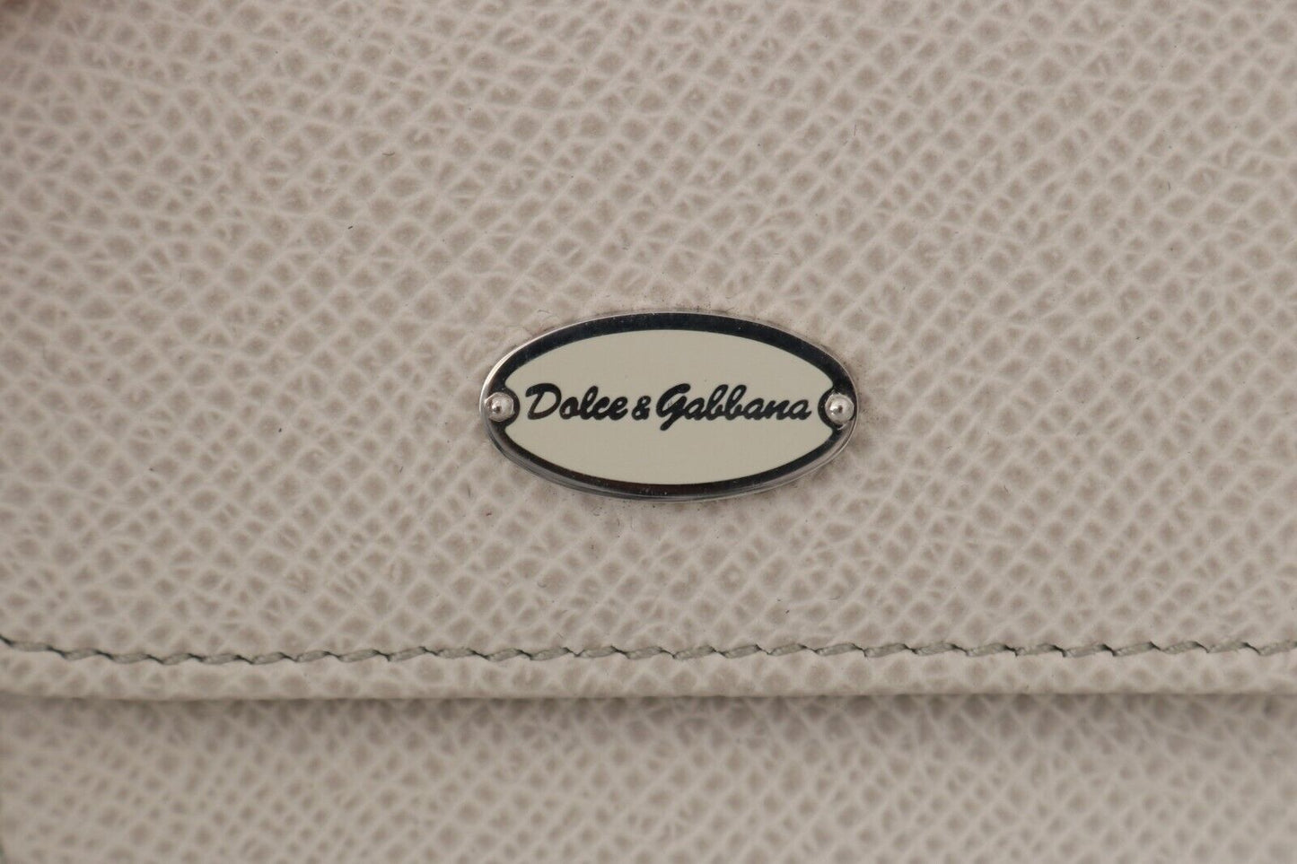 Dolce & Gabbana White Dauphine Leather Holder Pocket Wallet