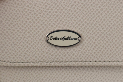 Dolce & Gabbana White Dauphine Leather Holder Pocket Wallet