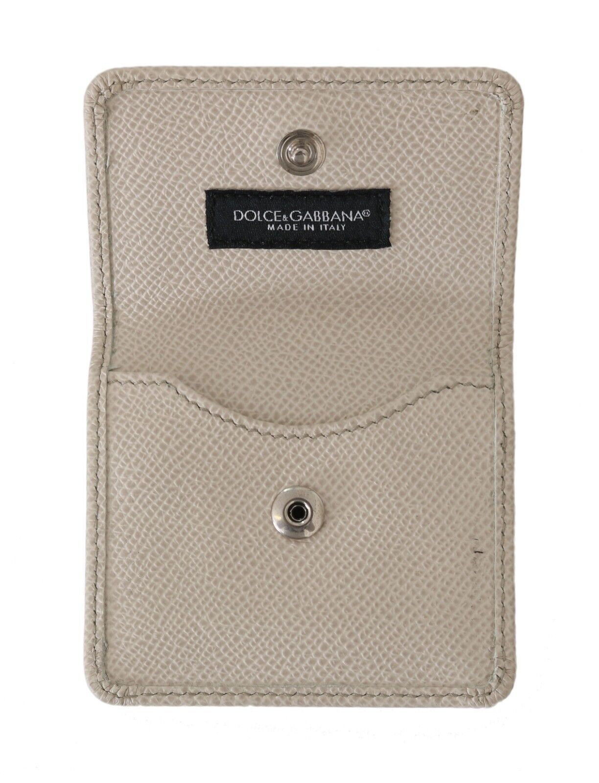 Dolce & Gabbana White Dauphine Leather Holder Pocket Wallet