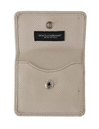 Dolce & Gabbana White Dauphine Leather Holder Pocket Wallet
