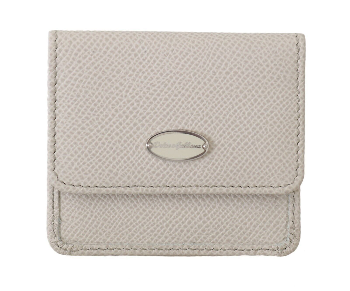 Dolce & Gabbana White Dauphine Leather Holder Pocket Wallet
