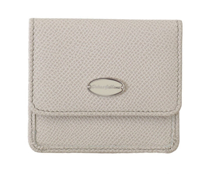 Dolce & Gabbana White Dauphine Leather Holder Pocket Wallet