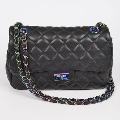 Quilted Hologram Chain Shoulder Bag