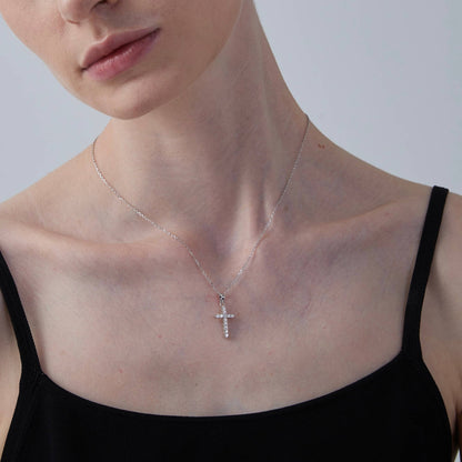 Moissanite Cross Pendant Necklace in 925 Sterling Silver