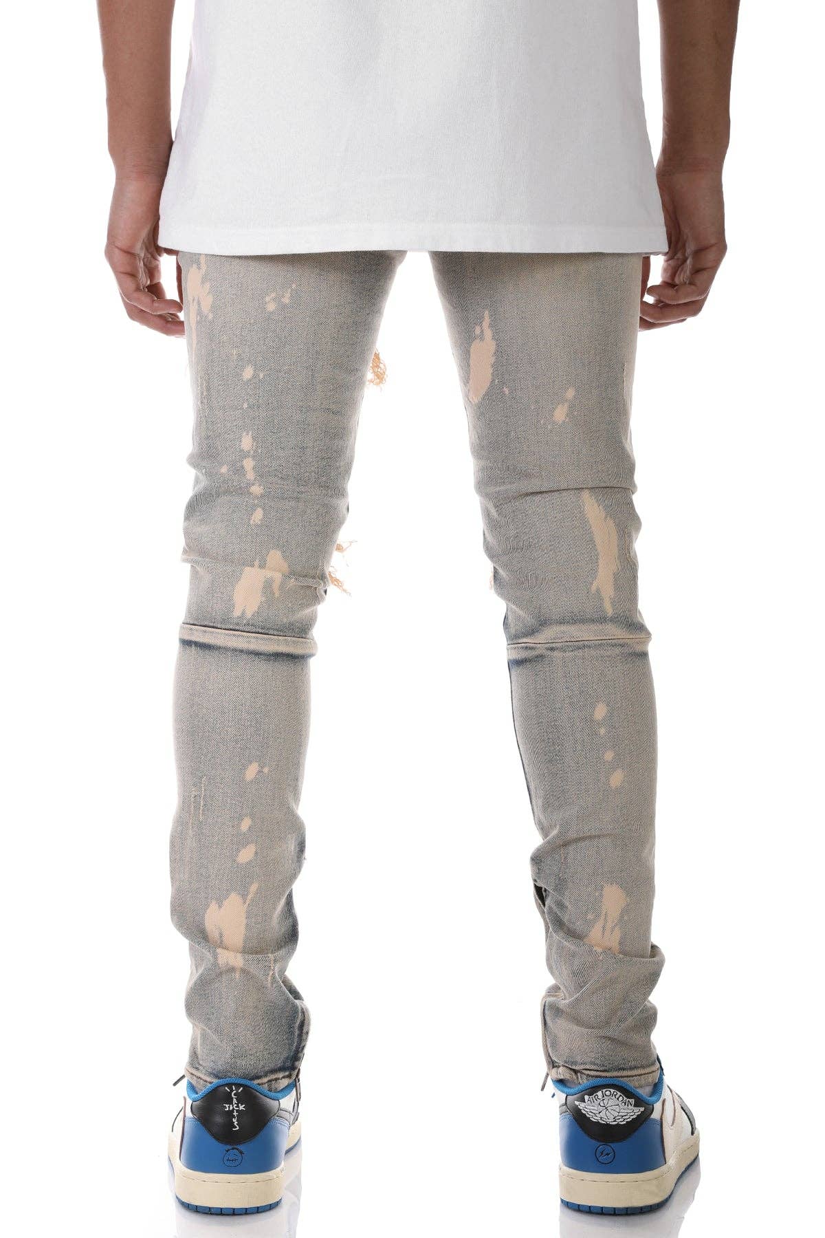 BLEACHED ANKLE ZIP JEANS
