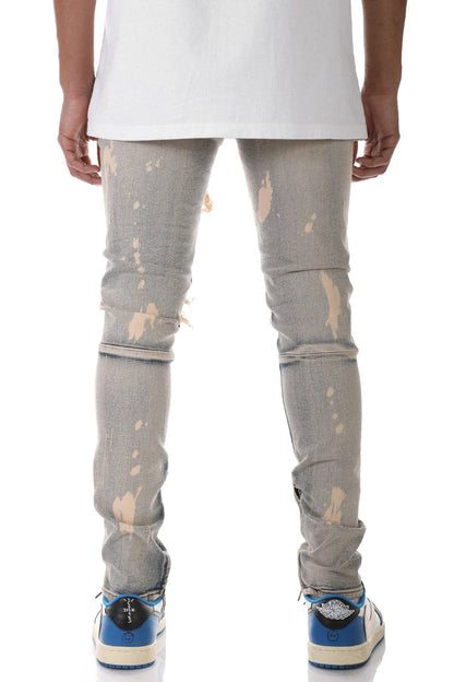 BLEACHED ANKLE ZIP JEANS