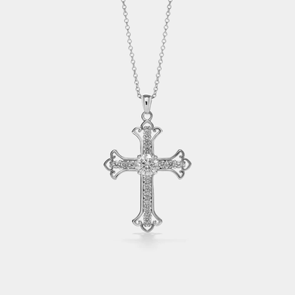 Moissanite Cross Pendant Necklace in 925 Sterling Silver