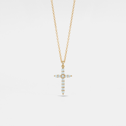 Moissanite Cross Pendant Necklace in 925 Sterling Silver
