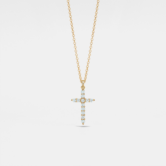 Moissanite Cross Pendant Necklace in 925 Sterling Silver