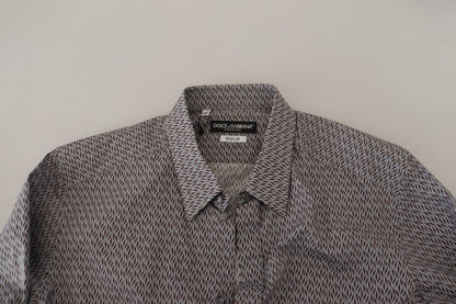 Dolce & Gabbana Gray Brown GOLD Slim Fit Dress Formal Shirt