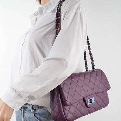 Quilted Hologram Chain Shoulder Bag