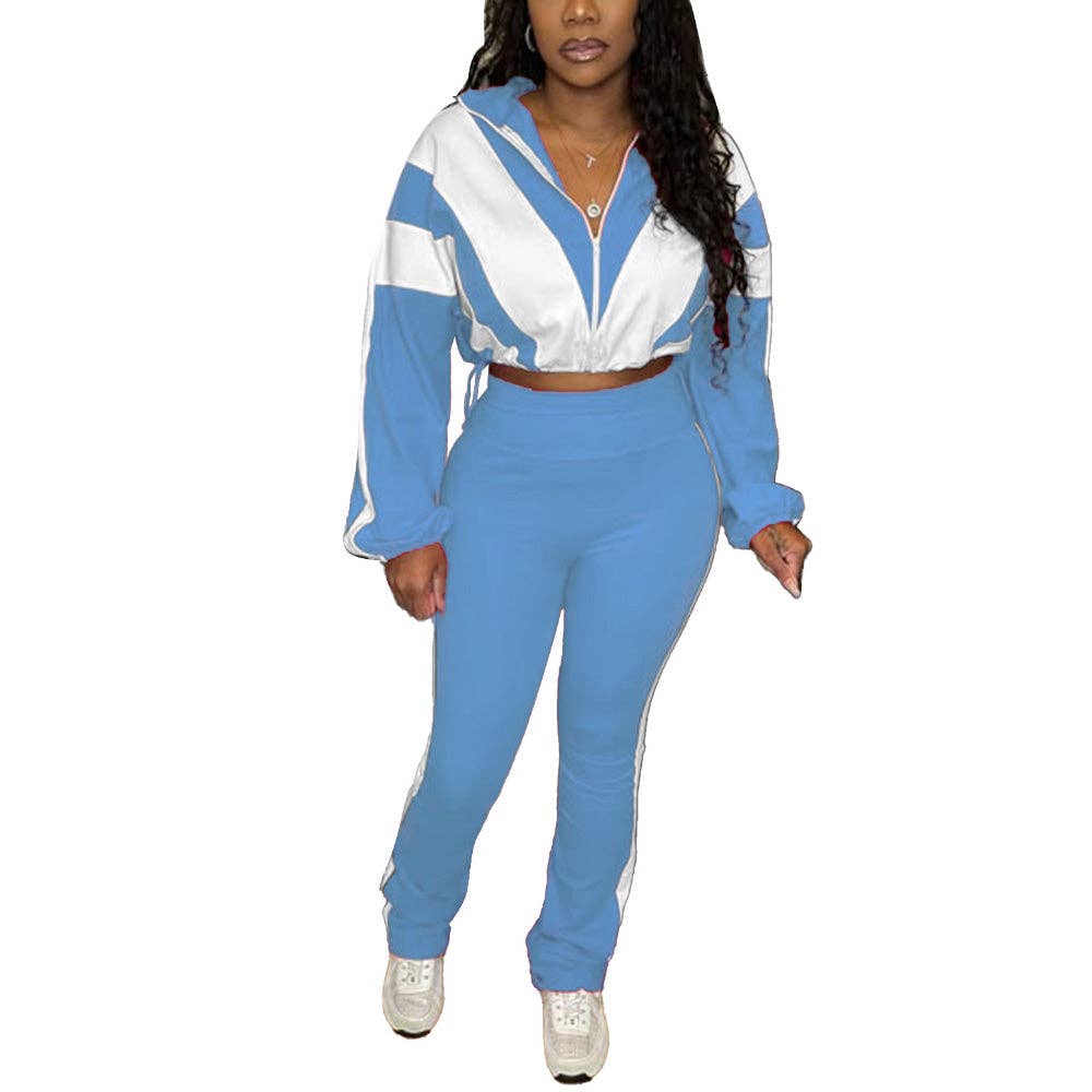 EVERY FASHION Zip-Up Crop Jacket & High-Waist Jogger Set HR25015