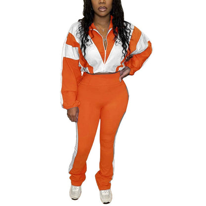 EVERY FASHION Zip-Up Crop Jacket & High-Waist Jogger Set HR25015
