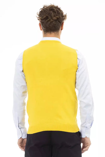 Alpha Studio Yellow Viscose Sleveless Jacket