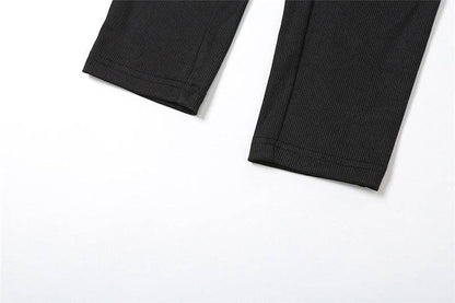 MB FASHION RIBBED JUMPSUITS WITH CARGO POCKETS 6414LY