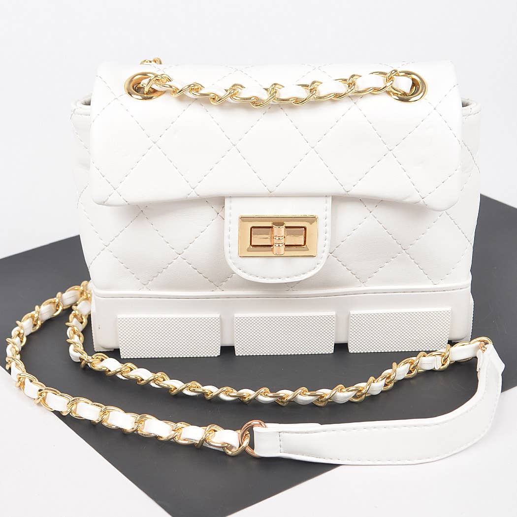 Quilted Shoulder Bag W/rubber Bottom