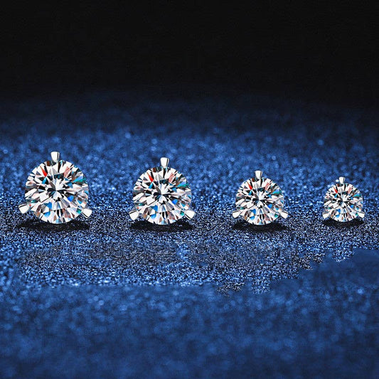 Round Moissanite Wedding Stud Earring in 925 Sterling Silver