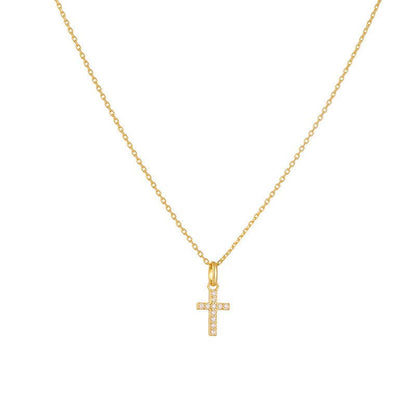 Dainty Cross Charm Pendant Necklace in 925 Sterling Silver