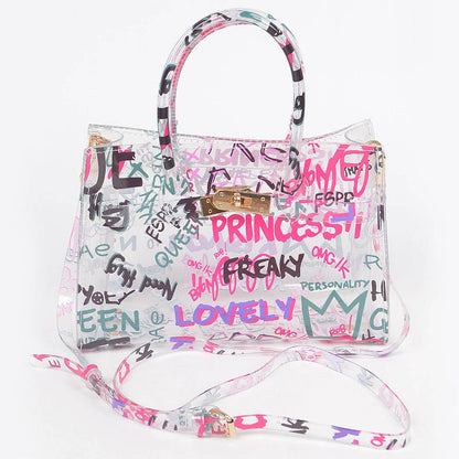 Graffiti Pvc Satchel Bag