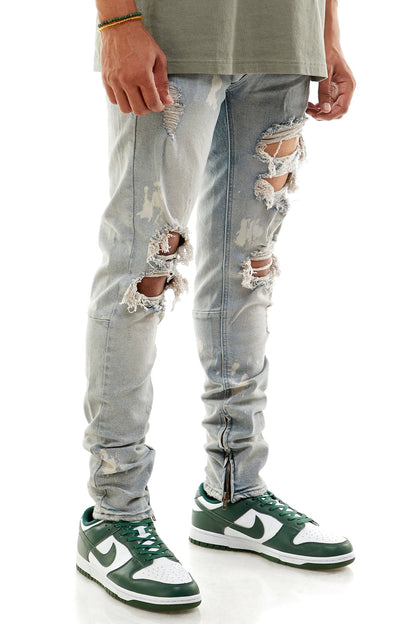 BLEACHED ANKLE ZIP JEANS