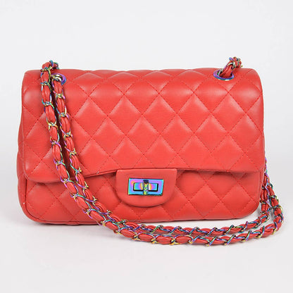 Quilted Hologram Chain Shoulder Bag