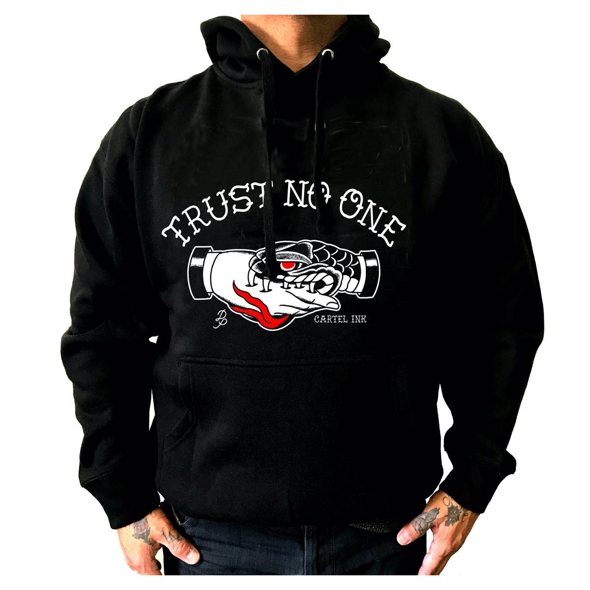 6094-BLACK WHITE RED | Trust No One | Unisex Pullover Hoodie