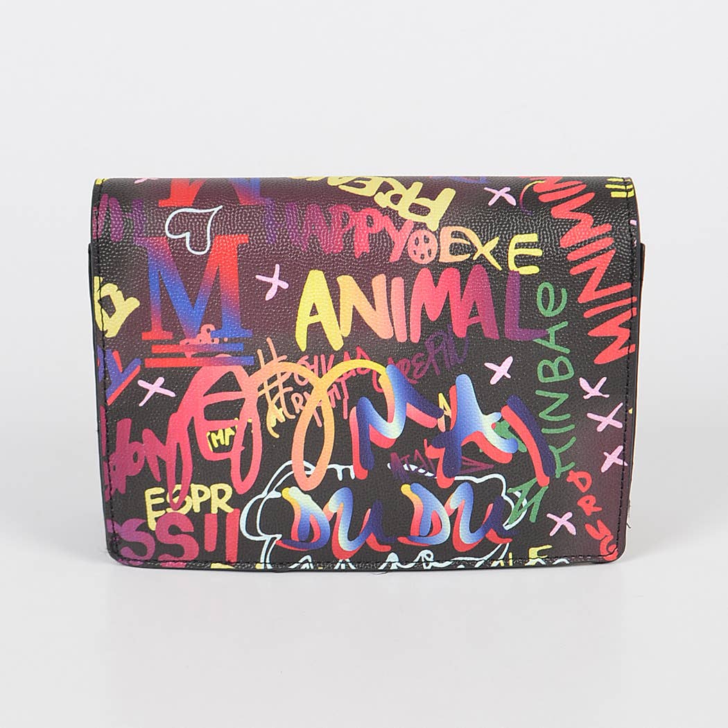 Oversized Chain Graffiti Cross Body Bag