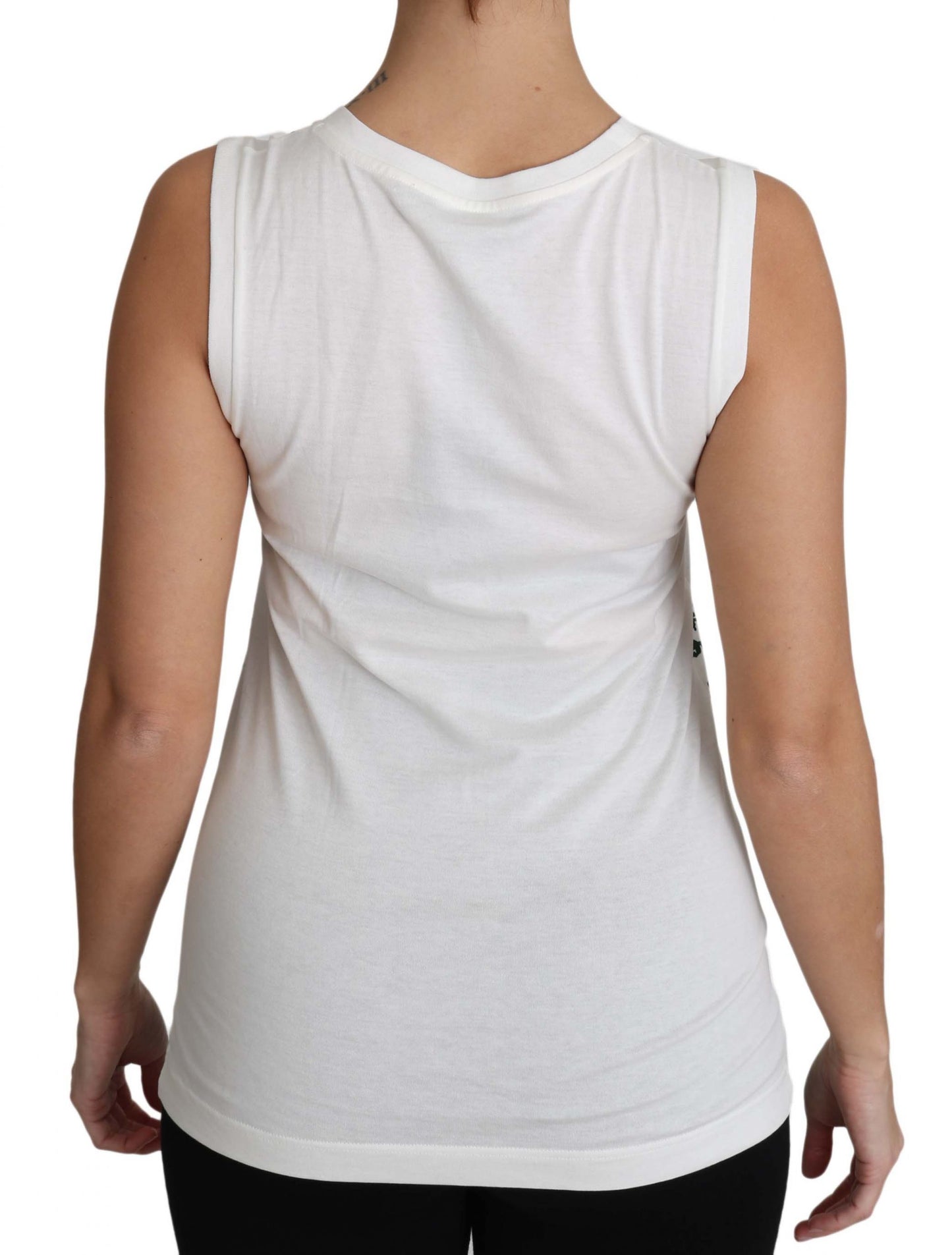 Dolce & Gabbana White Cotton #dgfamily Sleeveless Shirt Tank Top