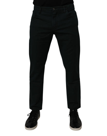 Dolce & Gabbana Dark Green Cotton Loose Men Denim Jeans