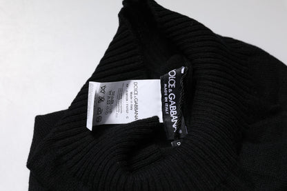 Dolce & Gabbana Black Cashmere Knitted Neck Warmer Foulard Scarf