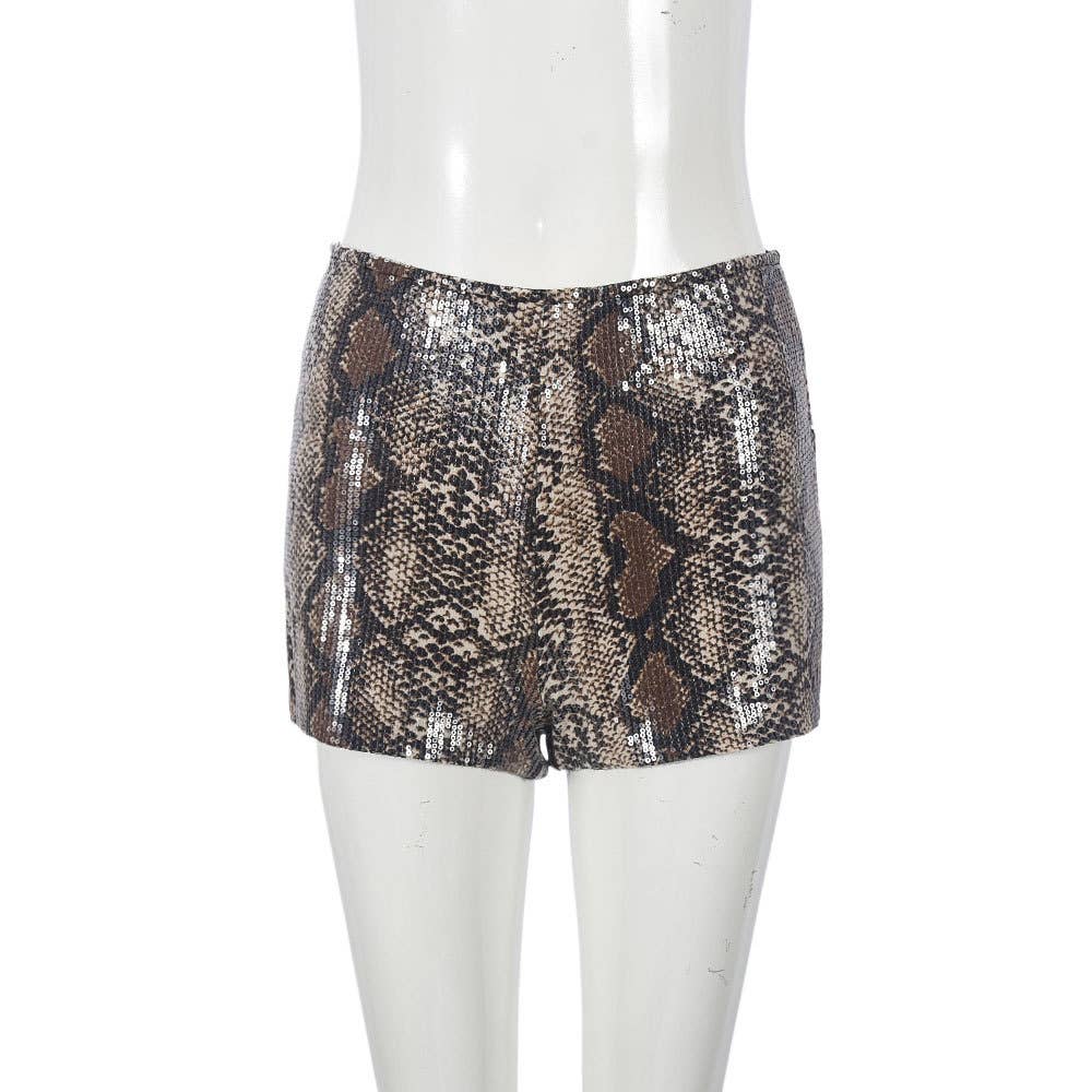 Leopard sequined party shorts
