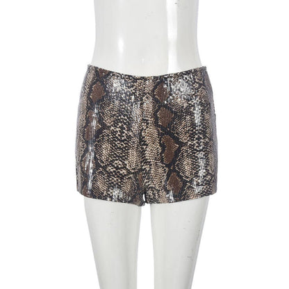 Leopard sequined party shorts