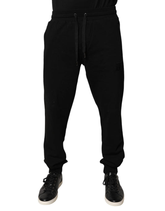 Dolce & Gabbana Black Cotton Mid Waist Jogger Sweatpants Pants