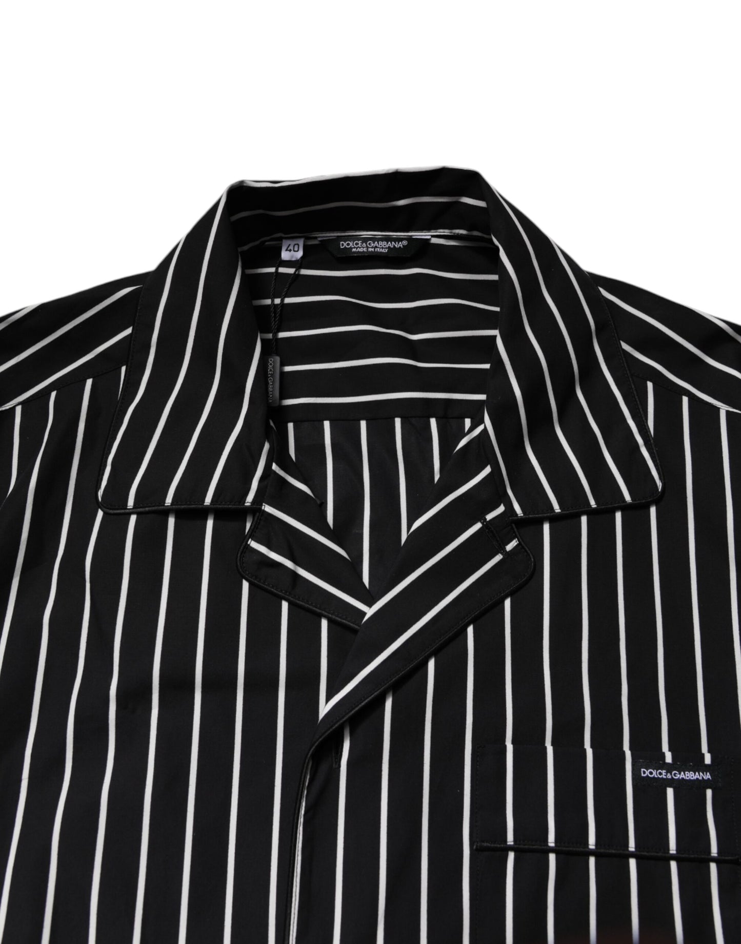Dolce & Gabbana Black White Stripes Cotton Men Pajama Set Sleepwear