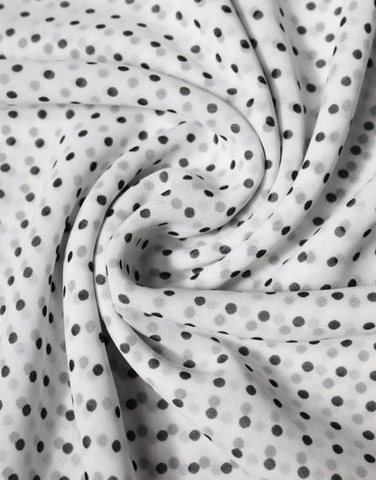Dolce & Gabbana White Polka Dots Polyester Wrap Shawl Scarf