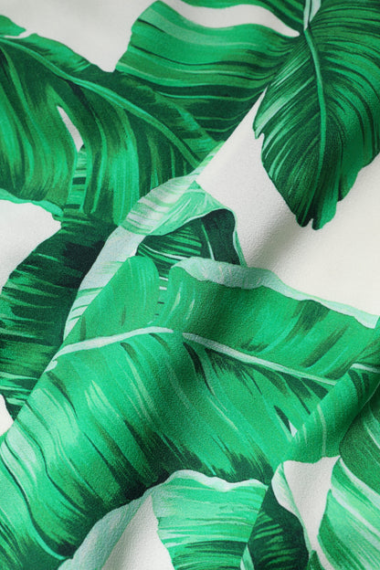 Dolce & Gabbana White Green Leaf High Waist Pants