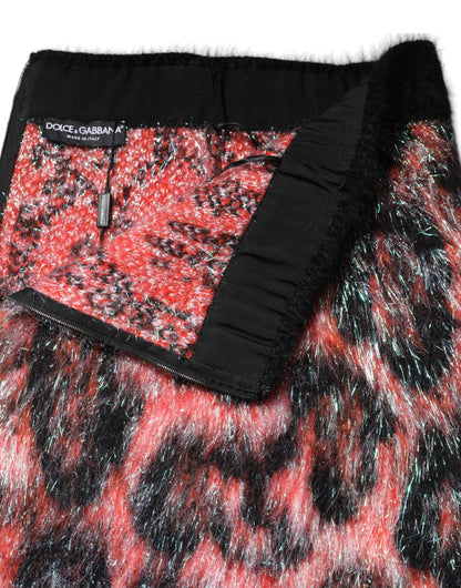Dolce & Gabbana Multicolor Plush High Waist Mini Skirt