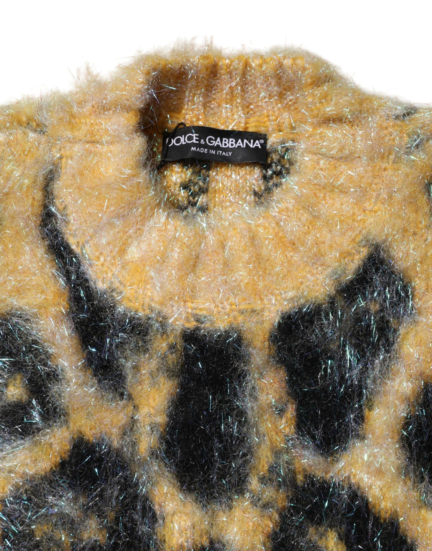Dolce & Gabbana Multicolor Leopard Mohair Crew Neck Sweater