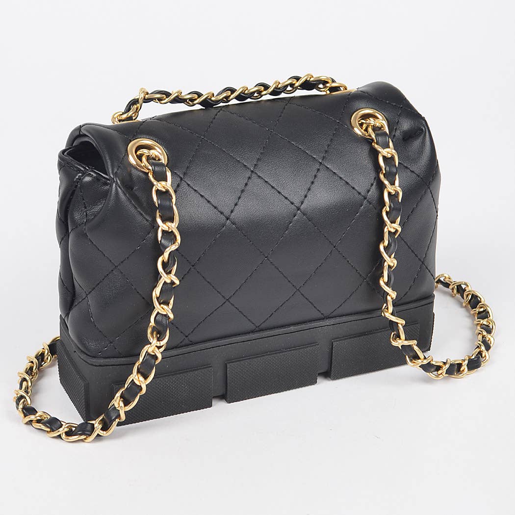 Quilted Shoulder Bag W/rubber Bottom