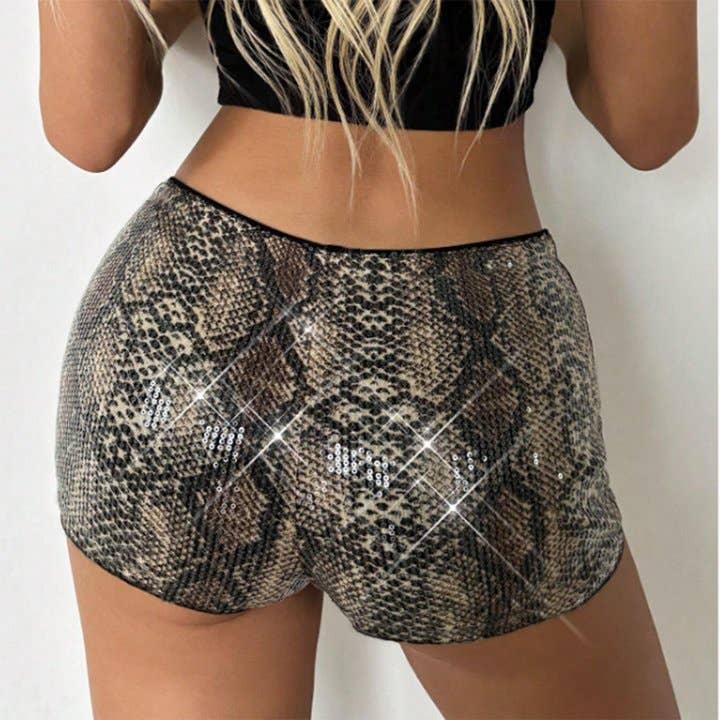 Leopard sequined party shorts