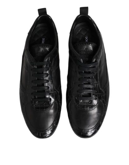 Dolce & Gabbana Black Exotic Leather Low Top Sneakers Shoes